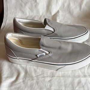 Vans Classic Gray Slip-On Shoes Mens 6/women’s 7.5 New